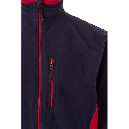 VL GERAS promotional jacket in navy blue / red (detail view) with custom logo branding