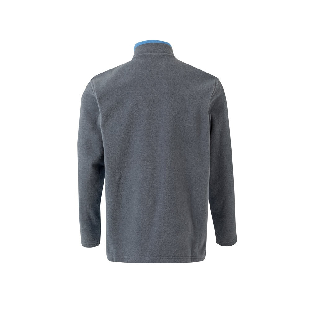 VL GERAS promotional jacket in grey / light blue (detail view) with custom logo branding