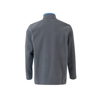 VL GERAS promotional jacket in grey / light blue (detail view) with custom logo branding