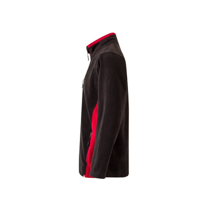 VL GERAS promotional jacket in black / red (detail view) with custom logo branding