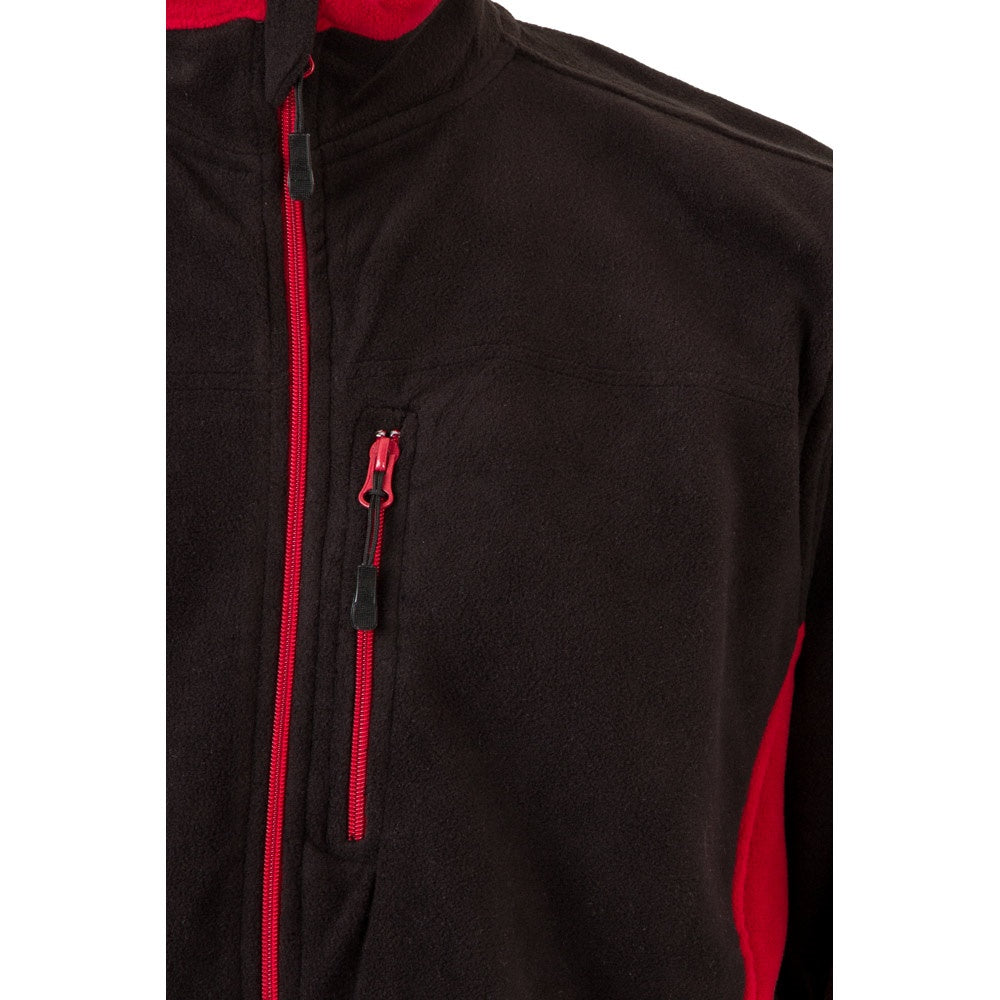 VL GERAS promotional jacket in black / red (detail view) with custom logo branding