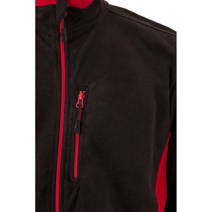 VL GERAS promotional jacket in black / red (detail view) with custom logo branding