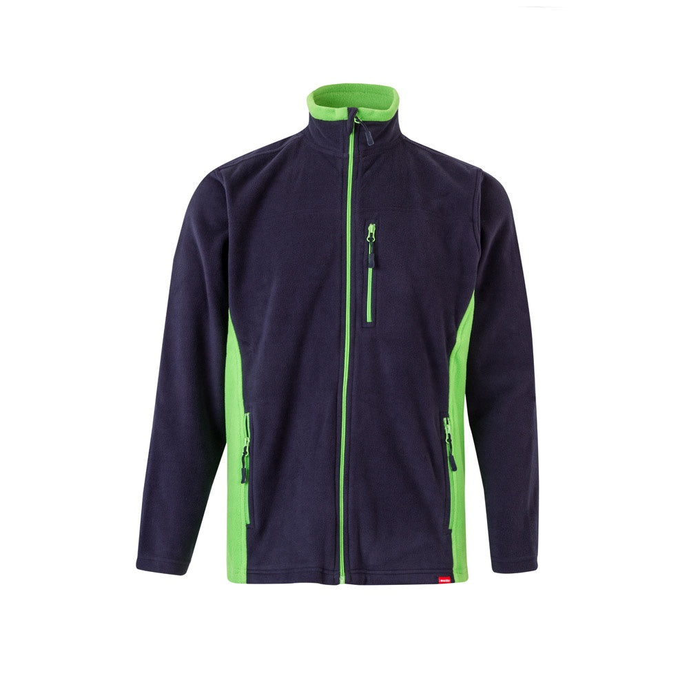 VL GERAS promotional jacket in navy blue / green with custom logo branding