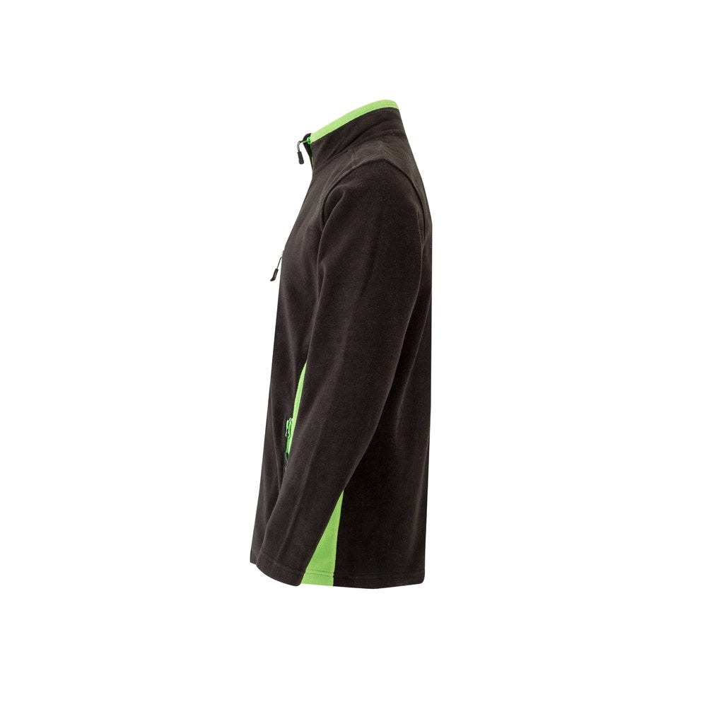 VL GERAS promotional jacket in black / green (detail view) with custom logo branding