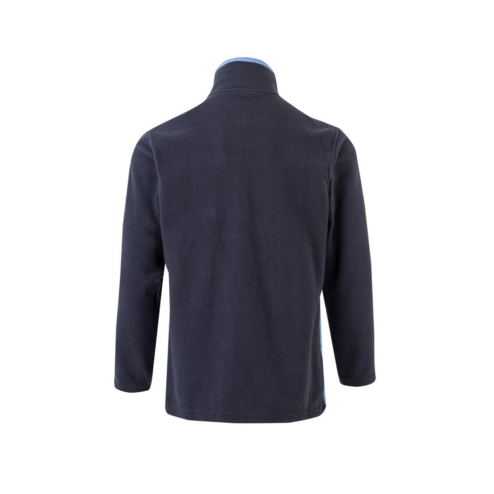 VL GERAS promotional jacket in navy blue / light blue (detail view) with custom logo branding