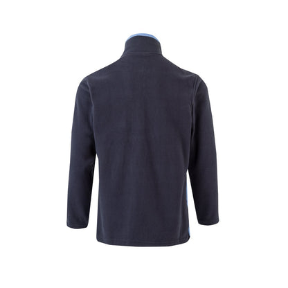 VL GERAS promotional jacket in navy blue / light blue (detail view) with custom logo branding