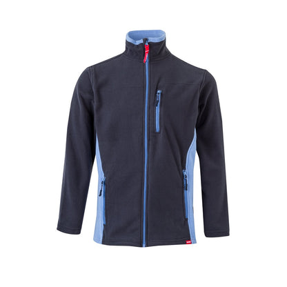 VL GERAS promotional jacket in navy blue / light blue with custom logo branding