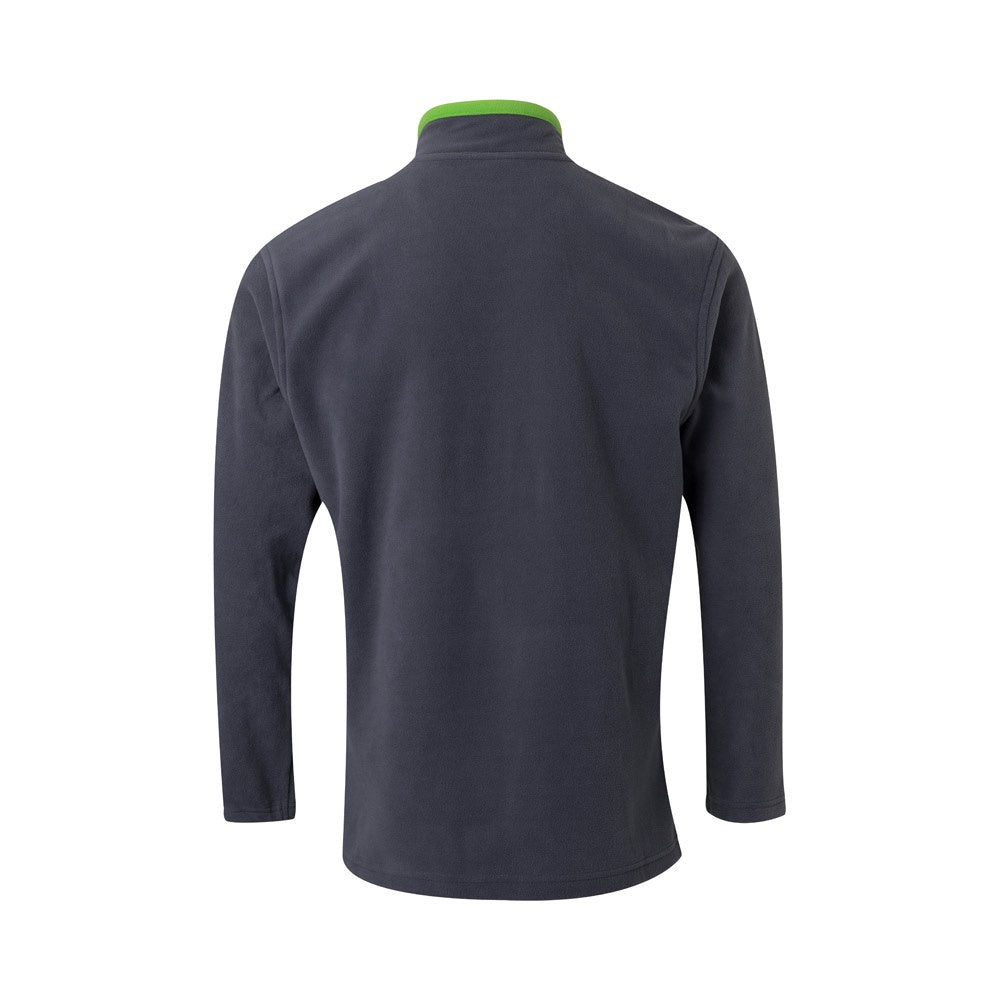 VL GERAS promotional jacket in grey / green (detail view) with custom logo branding