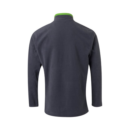 VL GERAS promotional jacket in grey / green (detail view) with custom logo branding