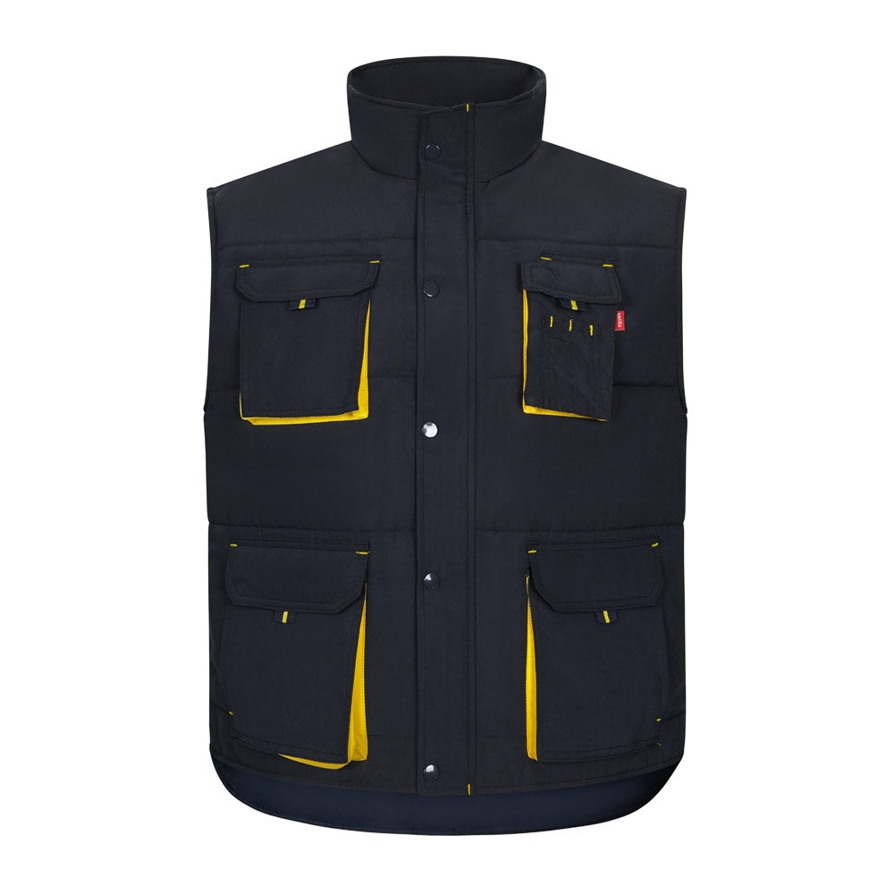 VL NERGAL promotional jacket in navy blue/yellow with custom logo branding