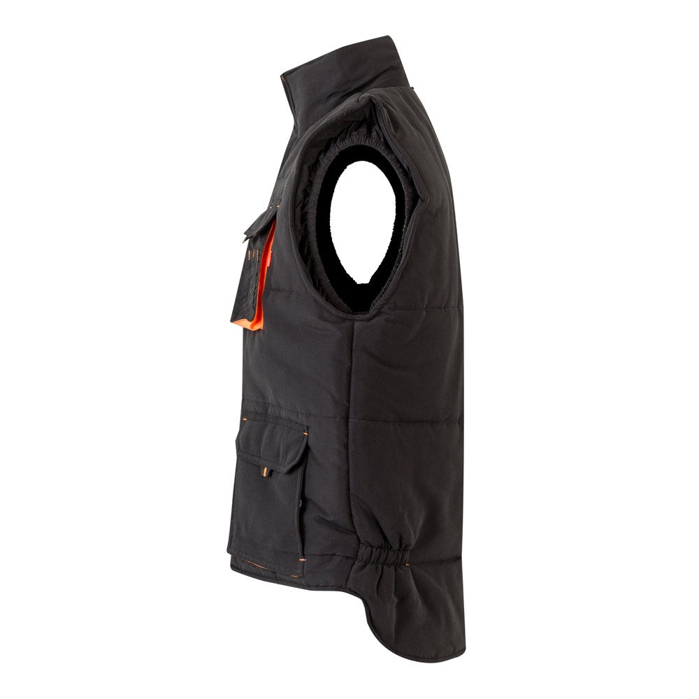 VL NERGAL promotional jacket in black/orange (detail view) with custom logo branding