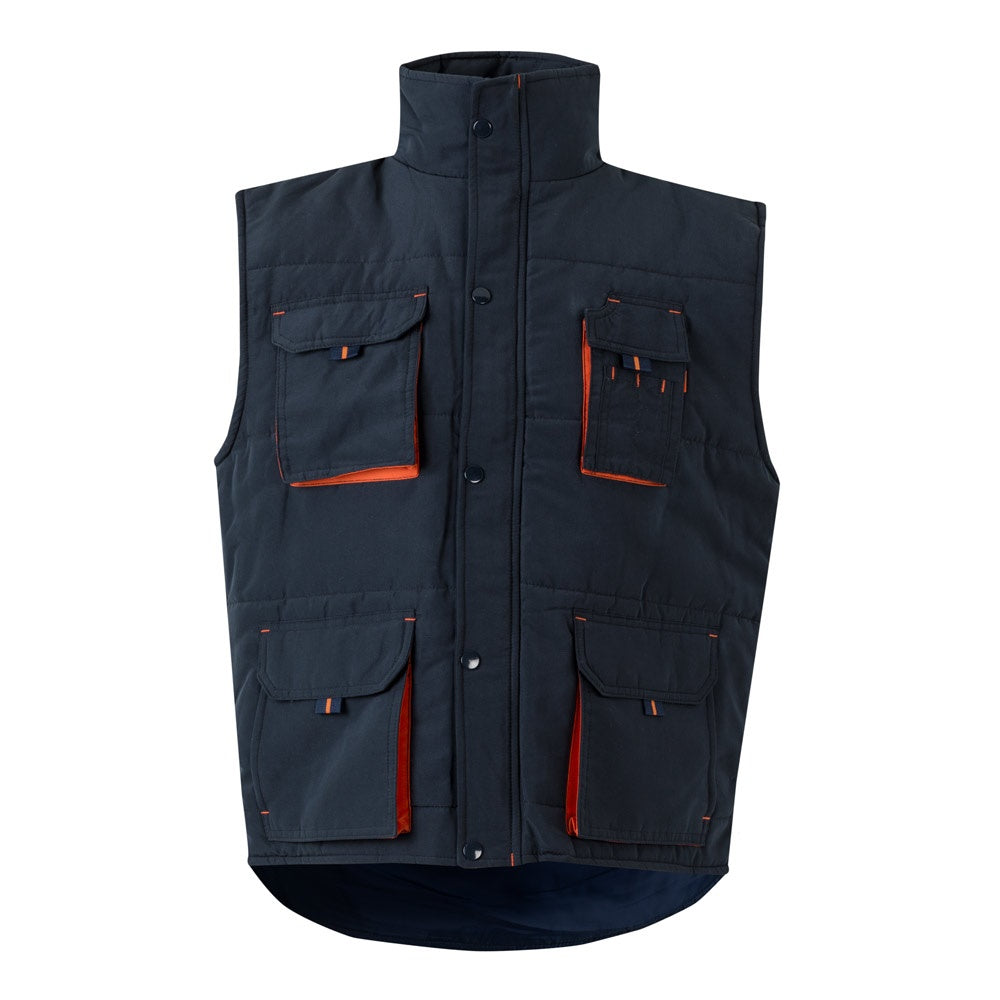 VL NERGAL promotional jacket in navy blue/orange with custom logo branding