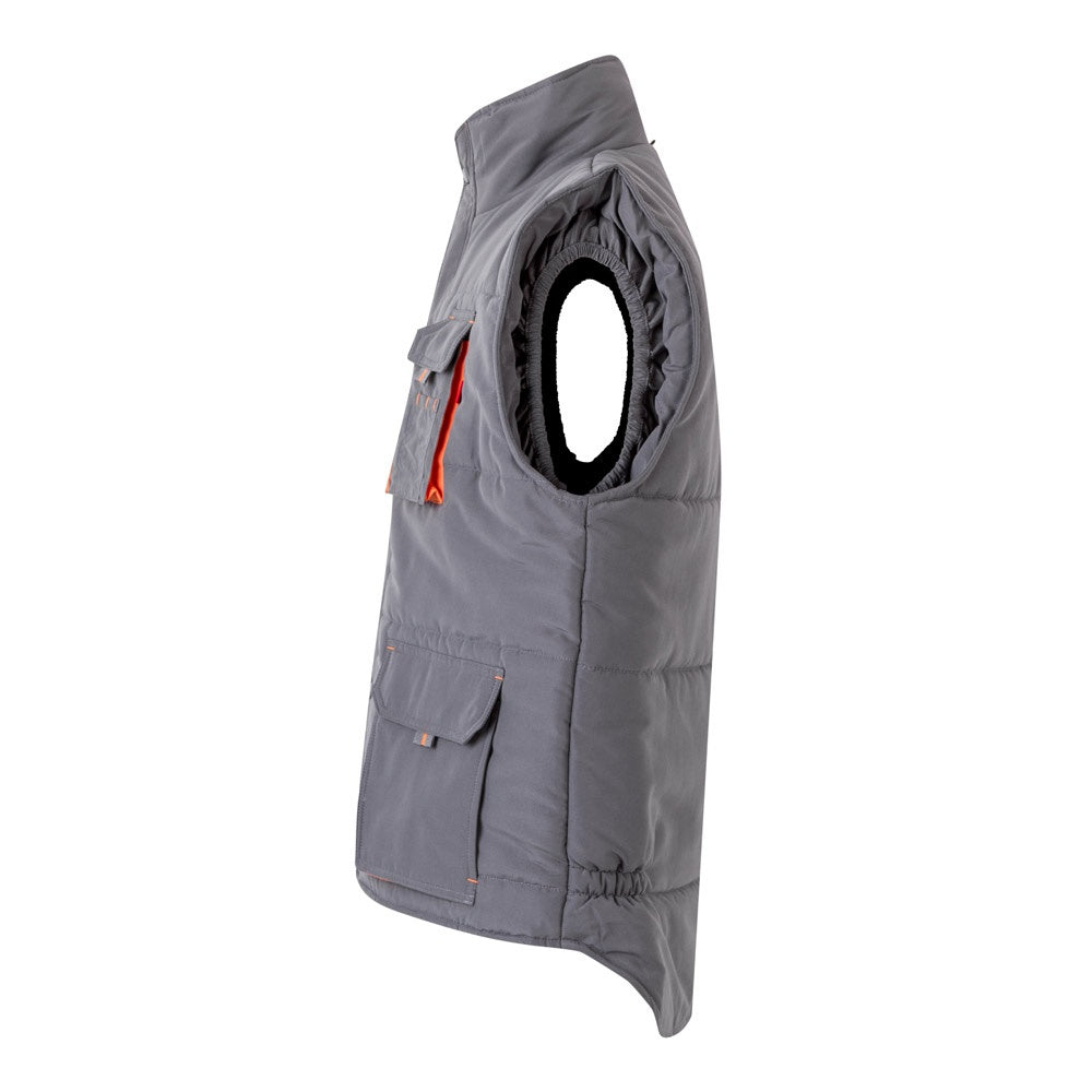 VL NERGAL promotional jacket in grey/orange (detail view) with custom logo branding