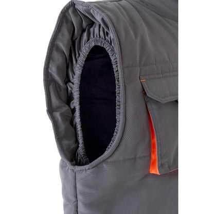 VL NERGAL promotional jacket in grey/orange with custom logo branding
