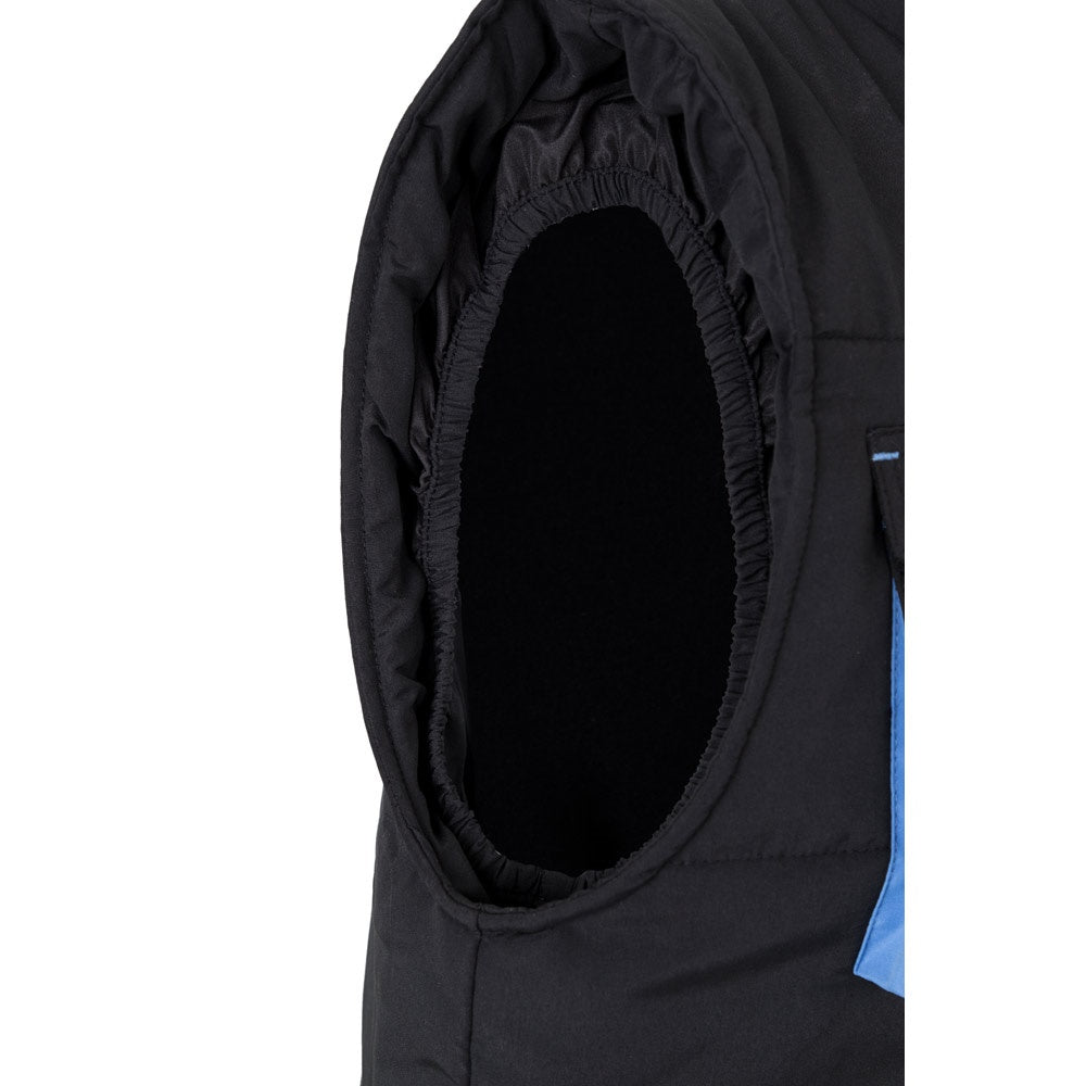 VL NERGAL promotional jacket in black/light blue with custom logo branding