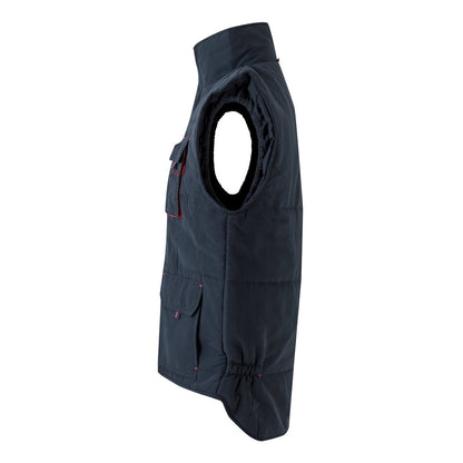 VL NERGAL promotional jacket in navy blue/red (detail view) with custom logo branding