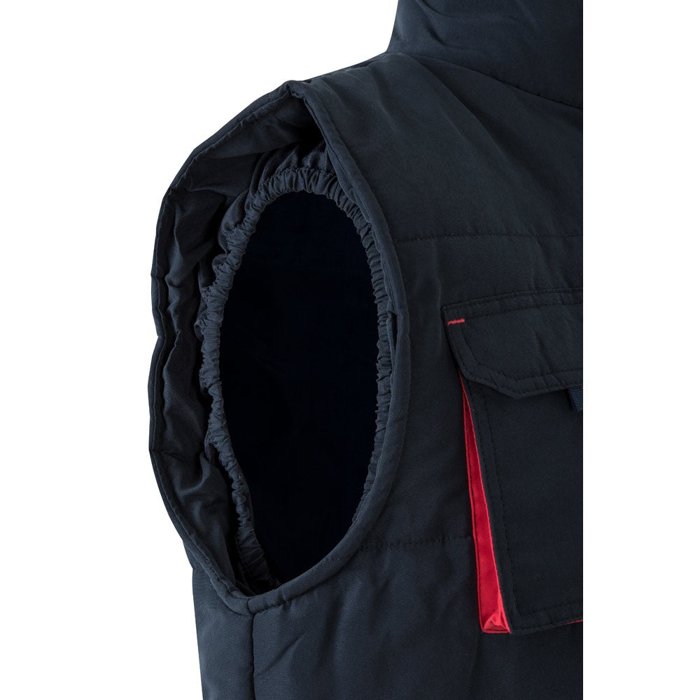 VL NERGAL promotional jacket in navy blue/red with custom logo branding