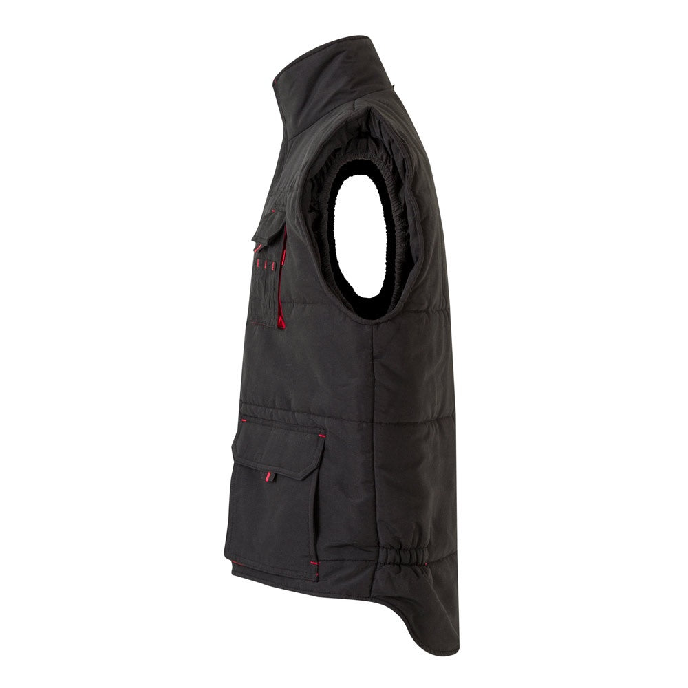 VL NERGAL promotional jacket in black/red (detail view) with custom logo branding
