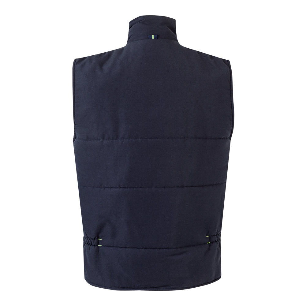 VL NERGAL promotional jacket in navy blue/green (detail view) with custom logo branding