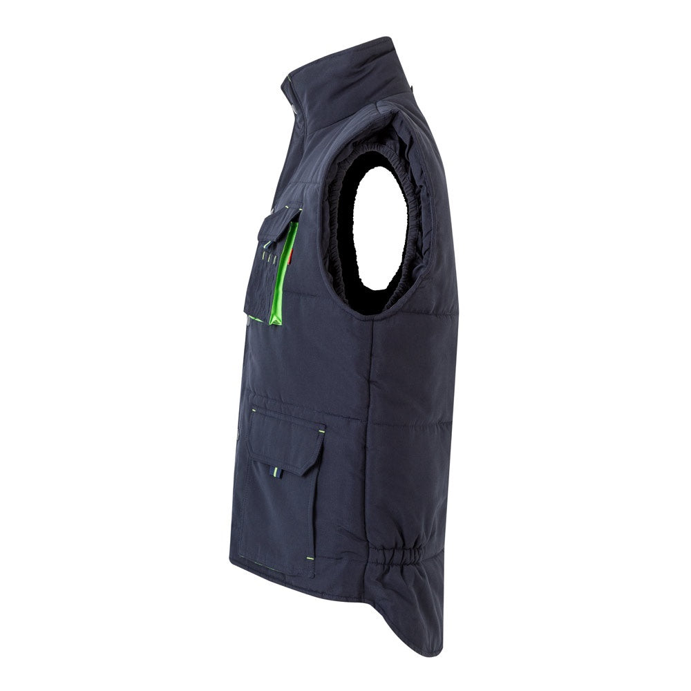 VL NERGAL promotional jacket in navy blue/green (detail view) with custom logo branding