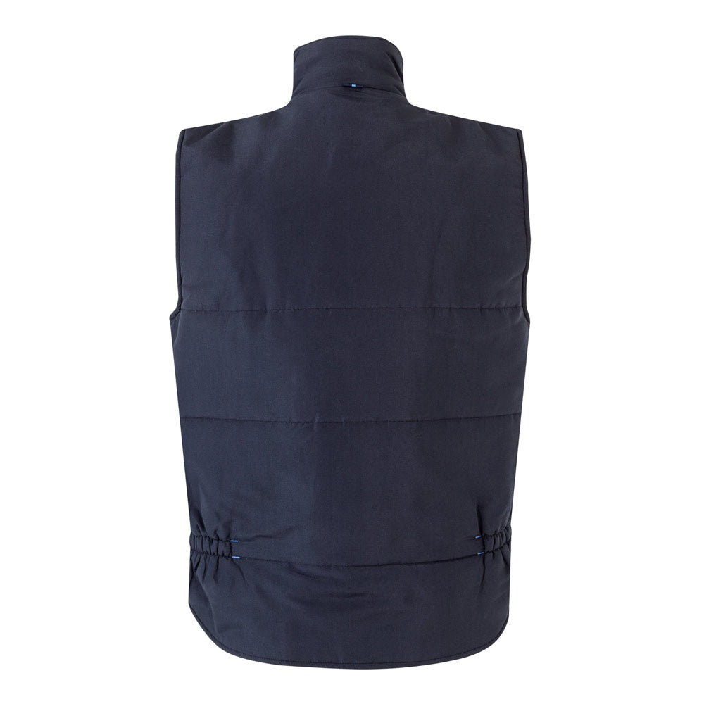 VL NERGAL promotional jacket in navy blue/light blue (detail view) with custom logo branding