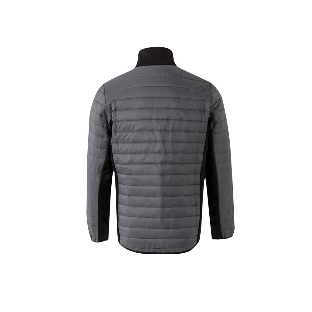 VL RAIJIN promotional jacket in grey (detail view) with custom logo branding