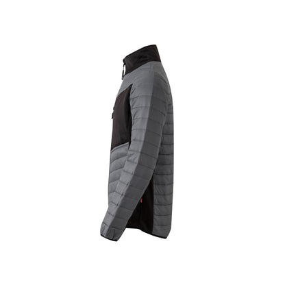 VL RAIJIN promotional jacket in grey (detail view) with custom logo branding