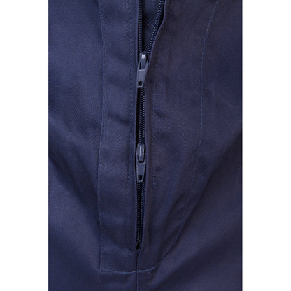 VL YAMA promotional workwear garment in blue (detail view) with custom logo branding