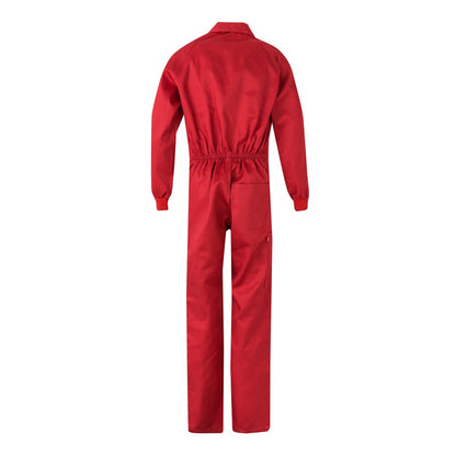 VL YAMA promotional workwear garment in red (detail view) with custom logo branding