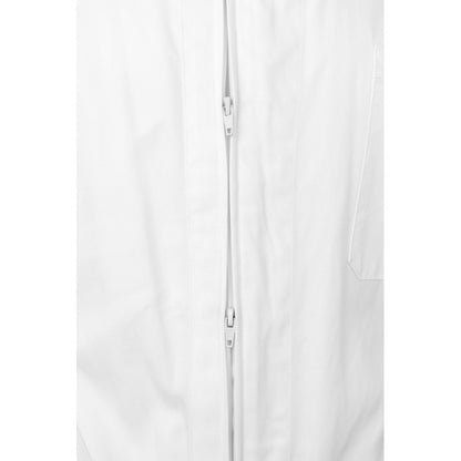 VL YAMA promotional workwear garment in white (detail view) with custom logo branding