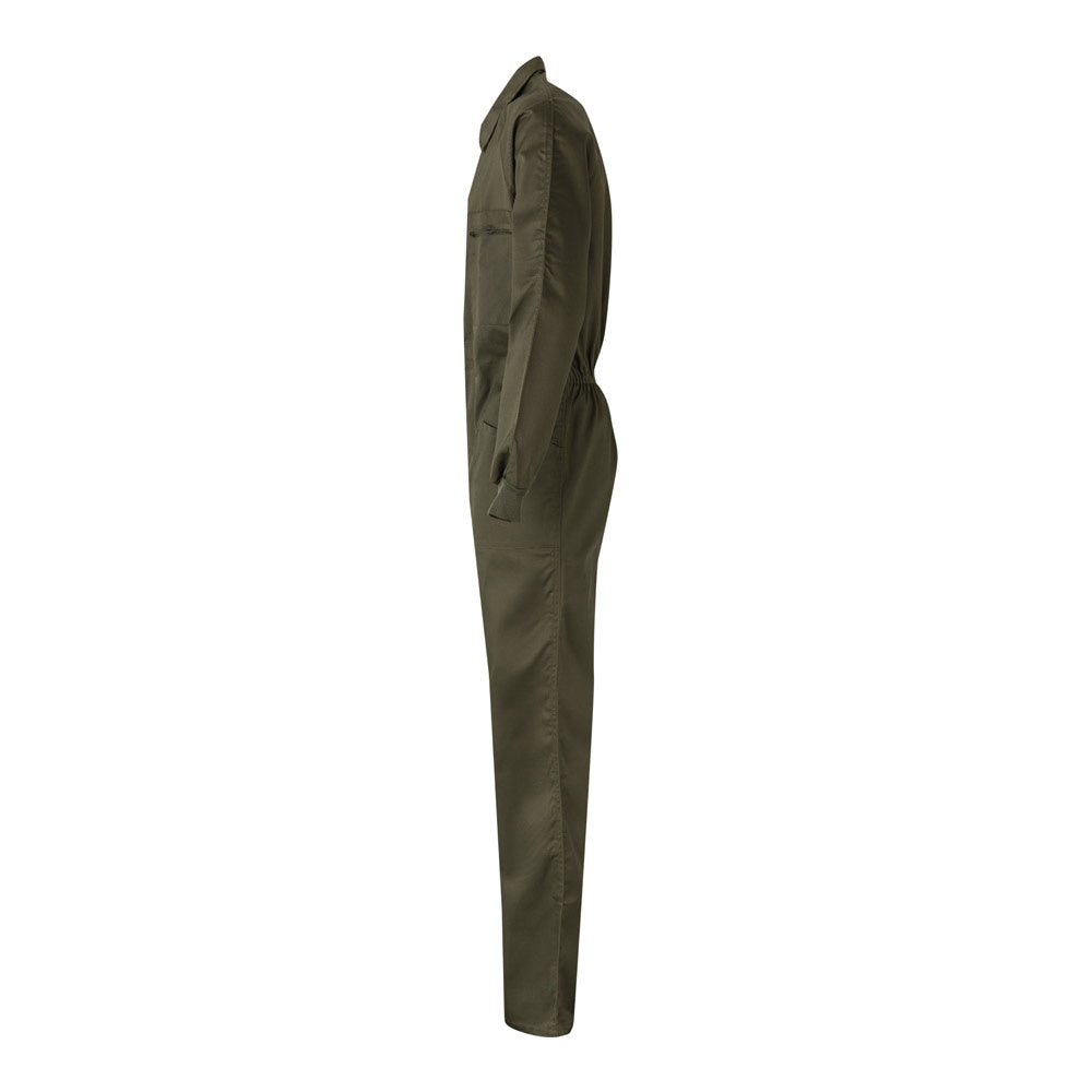 VL YAMA promotional workwear garment in army green (detail view) with custom logo branding