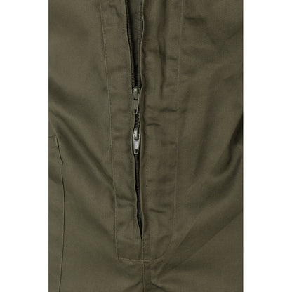 VL YAMA promotional workwear garment in army green (detail view) with custom logo branding