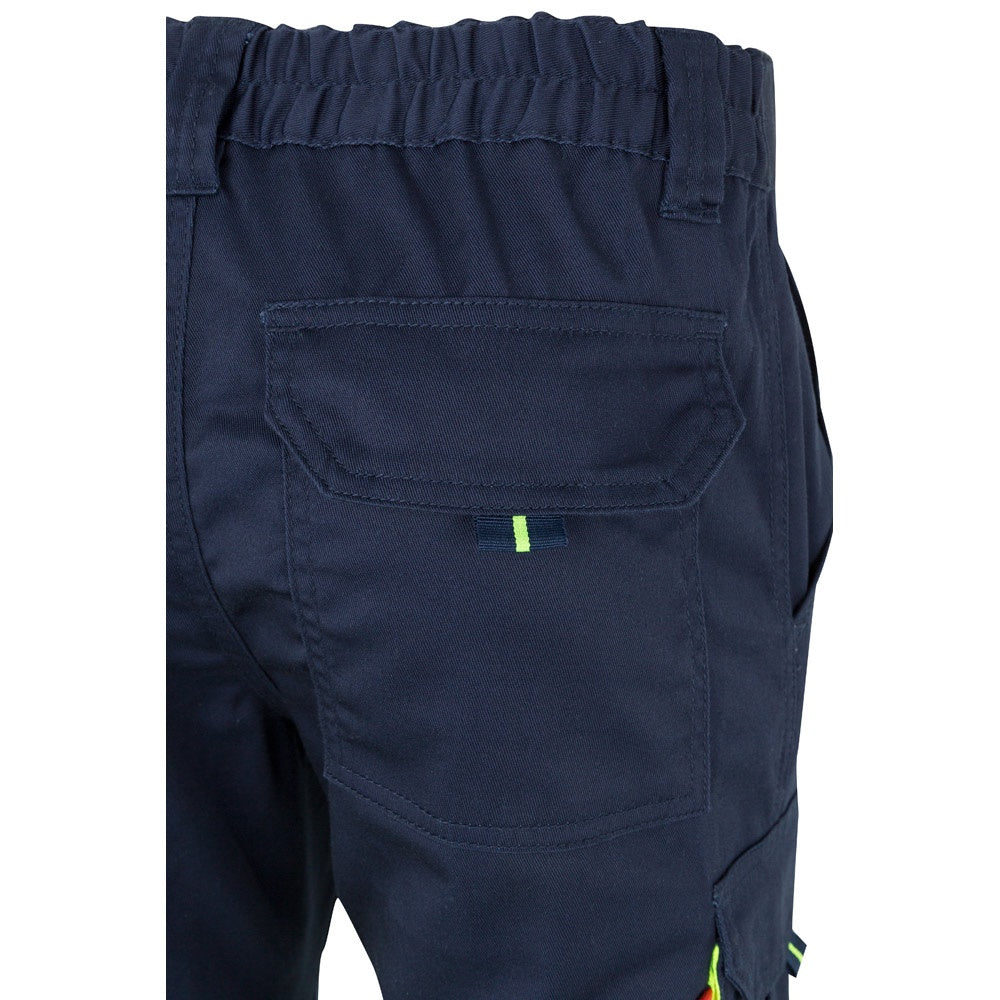 VL ZEUS promotional workwear garment in navy blue/yellow with custom logo branding