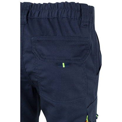 VL ZEUS promotional workwear garment in navy blue/yellow with custom logo branding