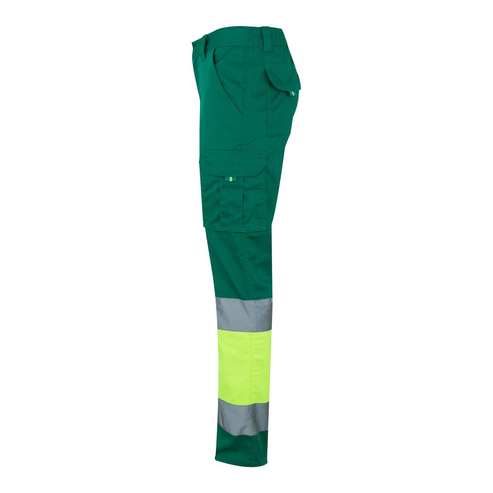 VL ZEUS promotional workwear garment in green/yellow (detail view) with custom logo branding