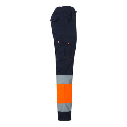 VL ZEUS promotional workwear garment in navy blue/orange (detail view) with custom logo branding