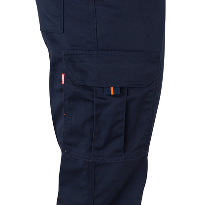 VL ZEUS promotional workwear garment in navy blue/orange (detail view) with custom logo branding