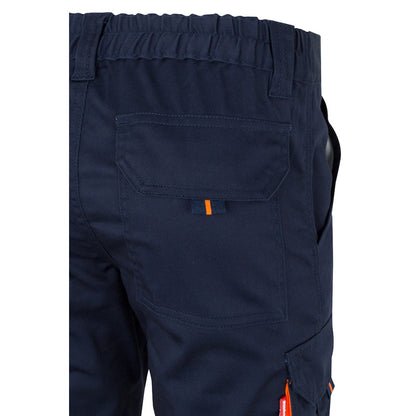 VL ZEUS promotional workwear garment in navy blue/orange with custom logo branding