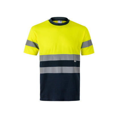 VL BRAHMA LARGE promotional t-shirt in navy blue/yellow with custom logo branding