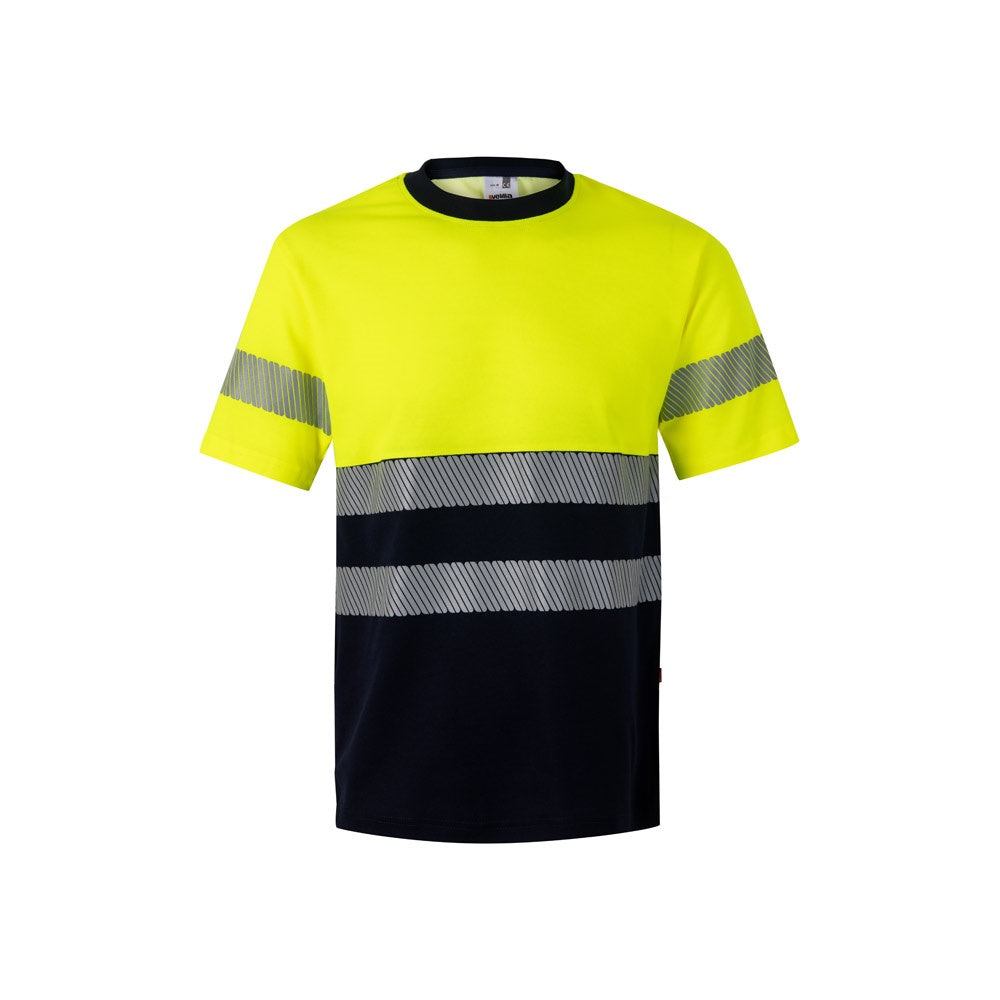 VL BASTET promotional t-shirt in navy blue/yellow with custom logo branding