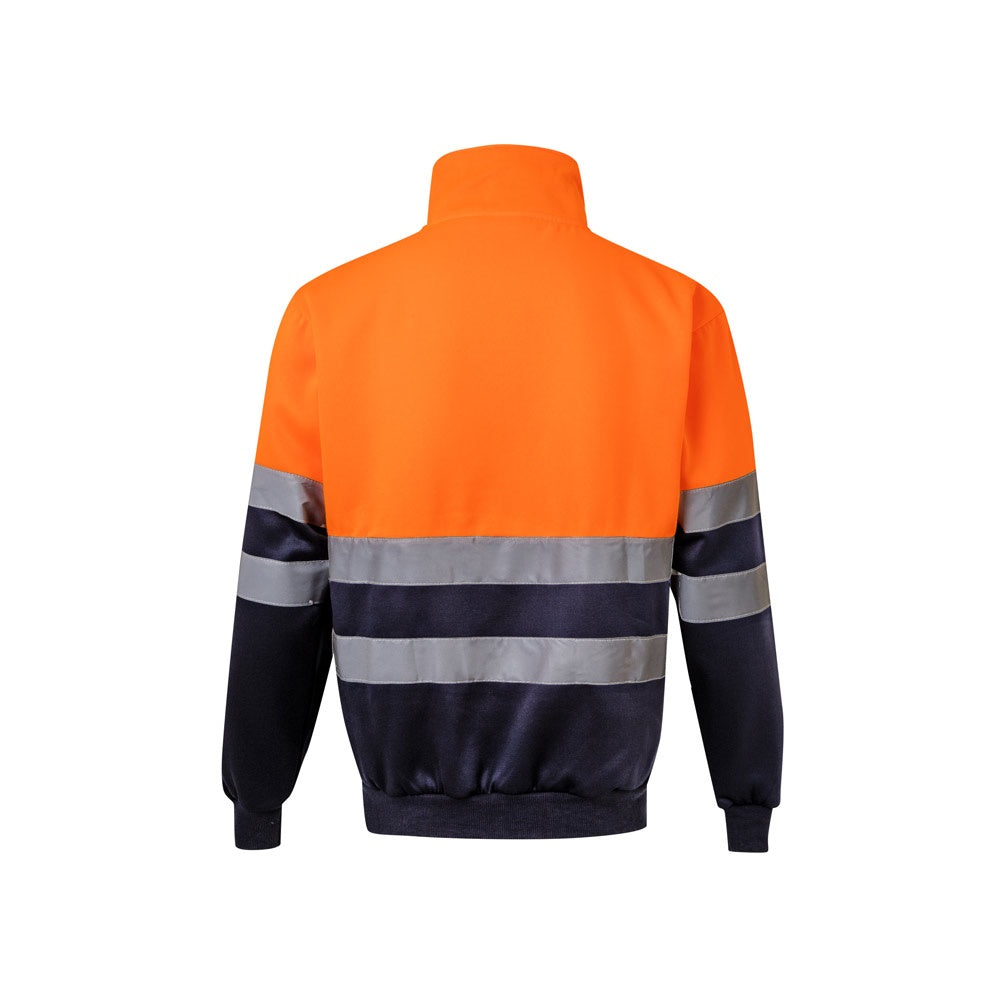 VL THOR promotional sweatshirt in navy blue/orange (detail view) with custom logo branding