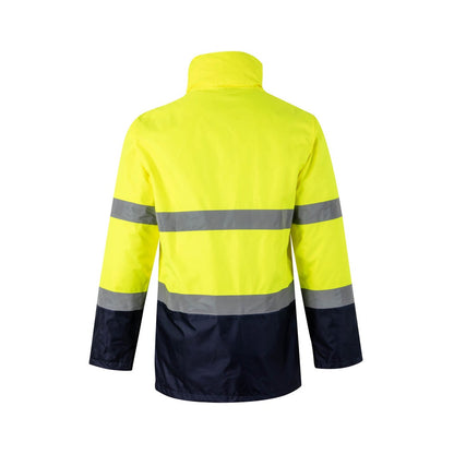 VL THEMIS promotional sweatshirt in navy blue/yellow (detail view) with custom logo branding