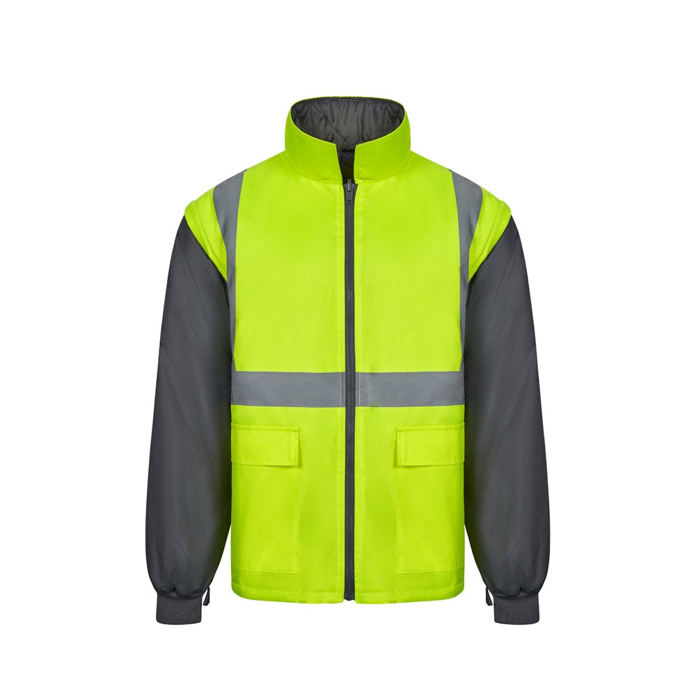 VL JUNO promotional sweatshirt in grey/yellow with custom logo branding