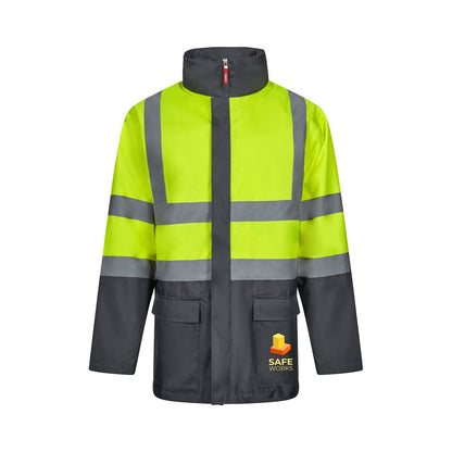 VL JUNO promotional sweatshirt in grey/yellow with custom logo branding