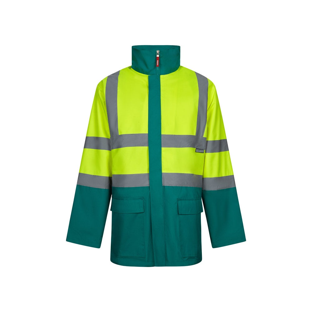VL JUNO promotional sweatshirt in green/yellow with custom logo branding