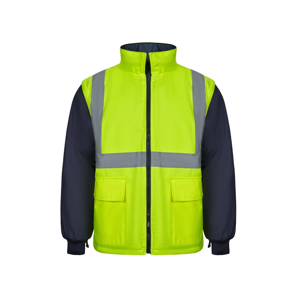 VL JUNO LARGE promotional sweatshirt in navy blue/yellow with custom logo branding