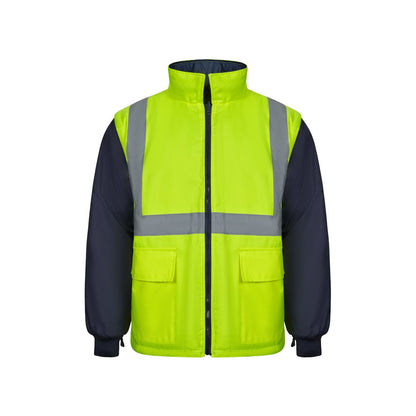 VL JUNO LARGE promotional sweatshirt in navy blue/yellow with custom logo branding
