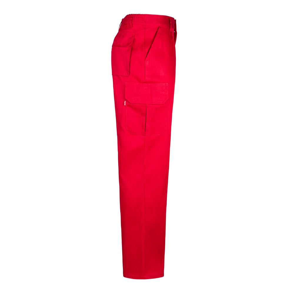 VL MABON promotional workwear garment in red (detail view) with custom logo branding