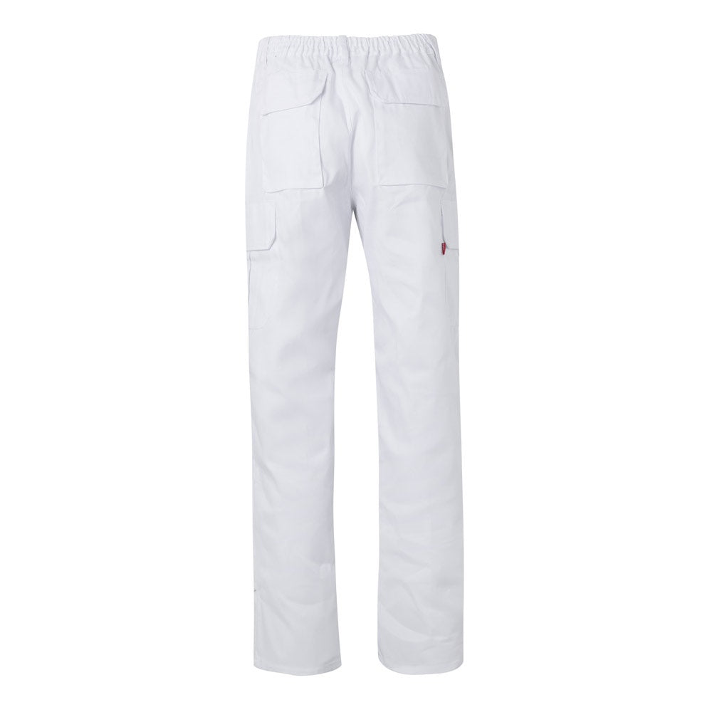VL MABON promotional workwear garment in white (detail view) with custom logo branding
