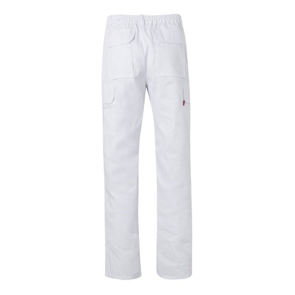 VL MABON promotional workwear garment in white (detail view) with custom logo branding